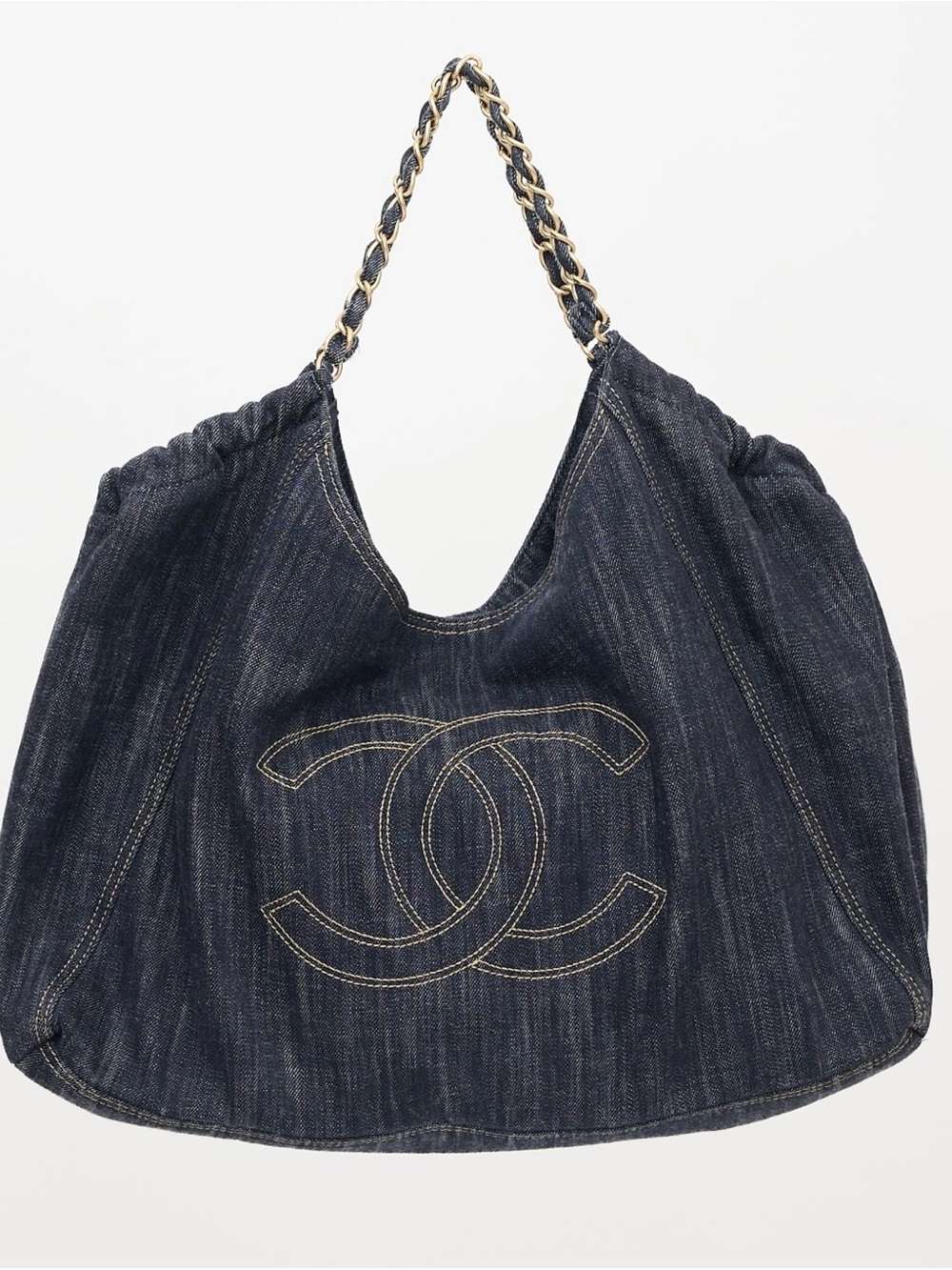 100% Authentic Rare Pristine CHANEL Dark Denim Coco Cabas XL Tote